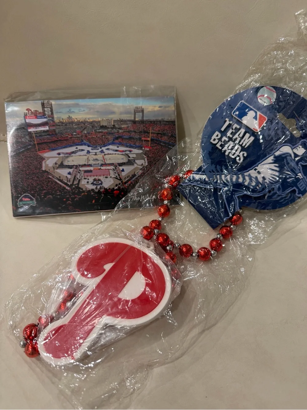 Philadelphia Phillies Bead Necklace & Multiple Postcards from 2013